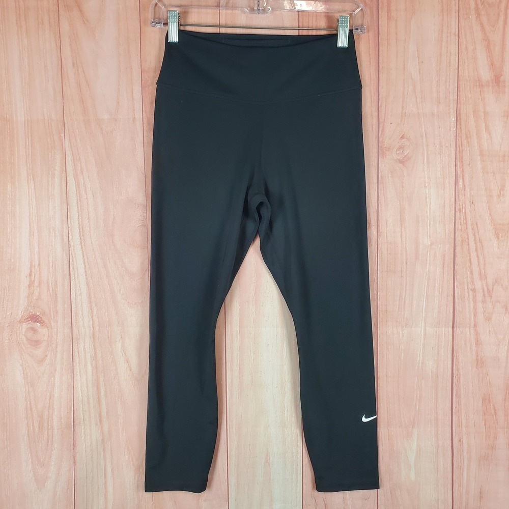 Nike Dri Fit Sportswear Classic Leggings Womens Small Black Swoosh Logo Stretch